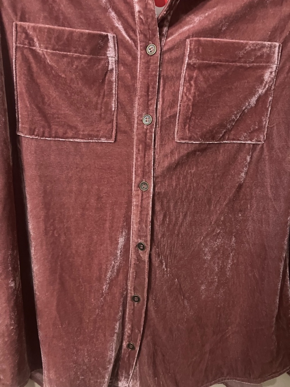 Umgee Dusty Rose Velvet Button-Up Long Sleeve - Picture 3 of 6